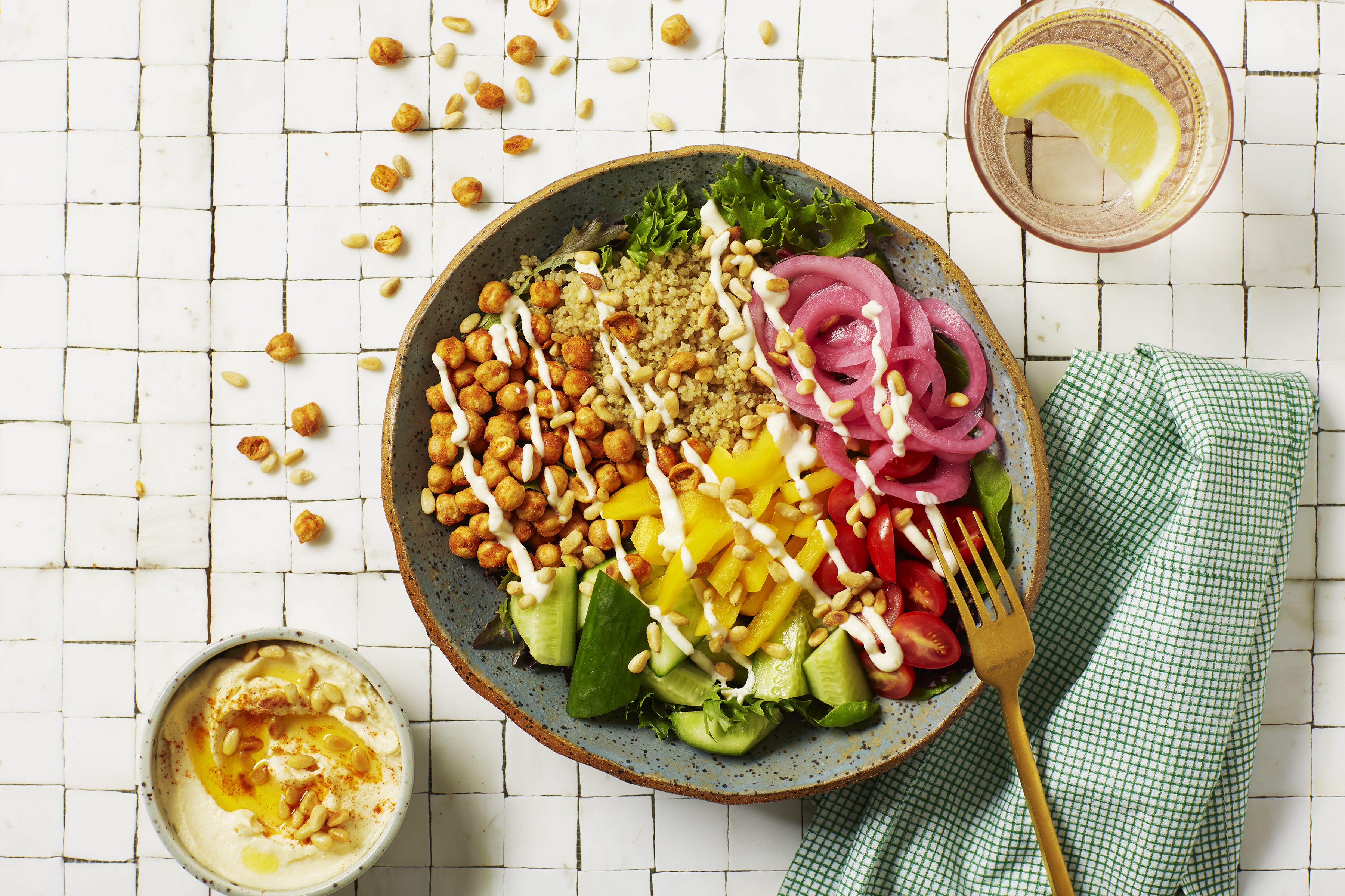 Mediterranean Salad Bowl with seven grain salad beauty image